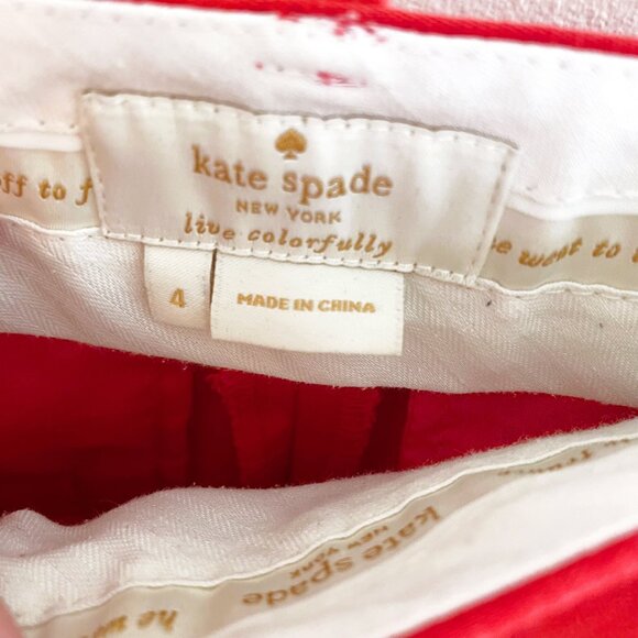 Kate Spade Jackie Bow Cropped Red Pants, Size 4 - Picture 4 of 5